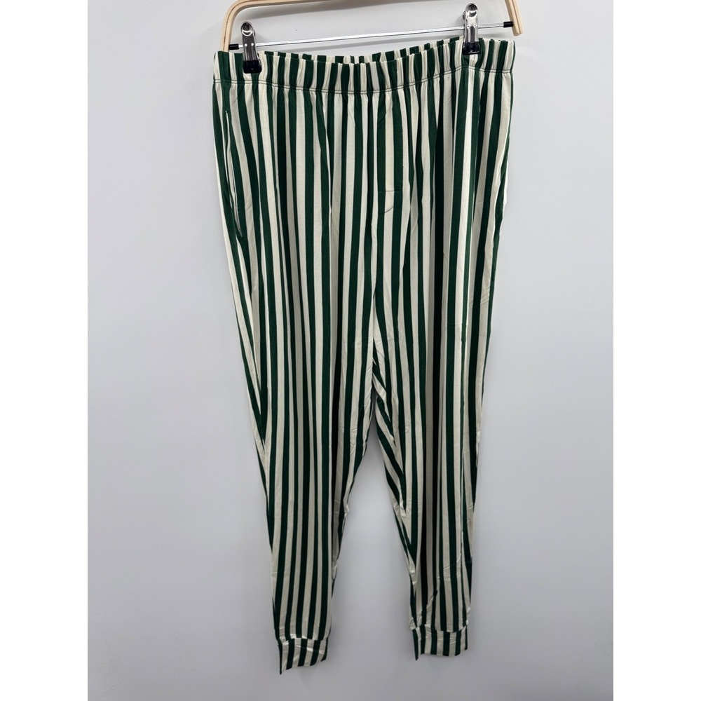 In My Jammers Jogger Men's Large Green Striped Stretch Elastic Waist Tapered NWT